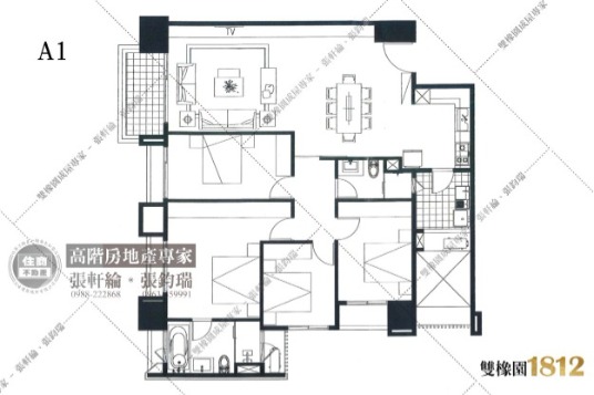 雙橡園1812標準層平面圖-A1戶