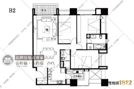 雙橡園1812標準層平面圖-B2戶